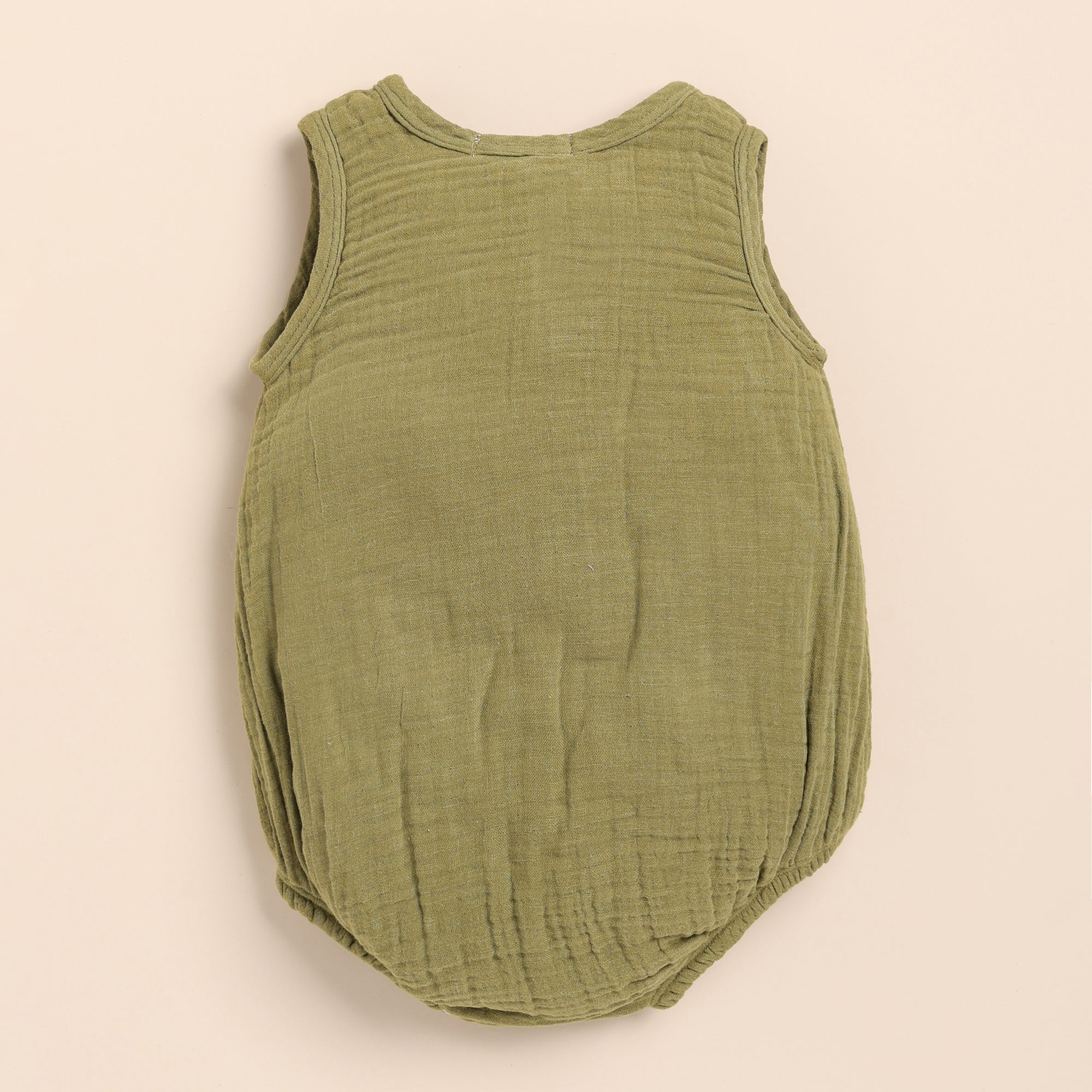 Organic Muslin Bubble Romper-Olive