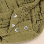 Organic Muslin Bubble Romper-Olive
