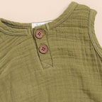 Organic Muslin Bubble Romper-Olive