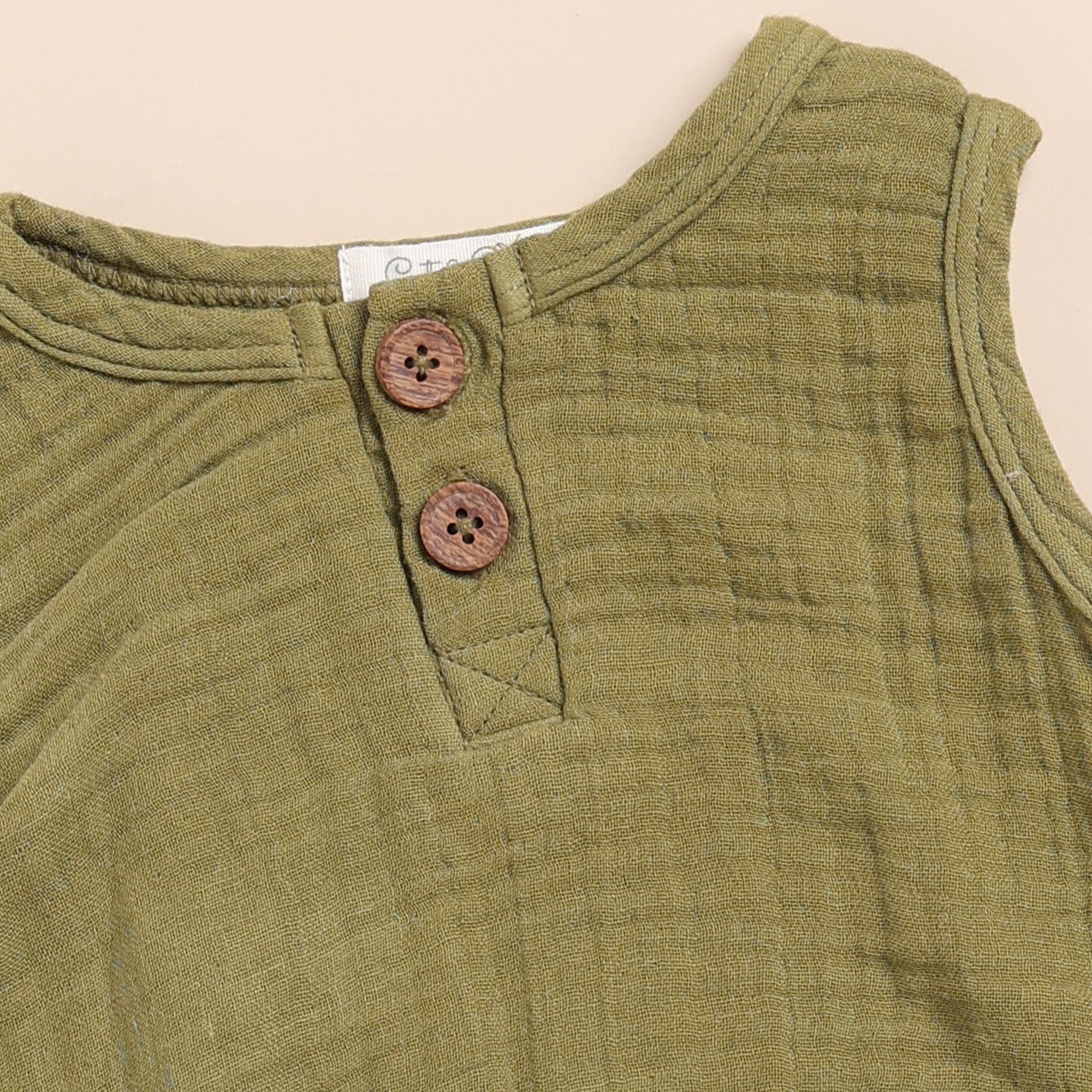 Organic Muslin Bubble Romper-Olive