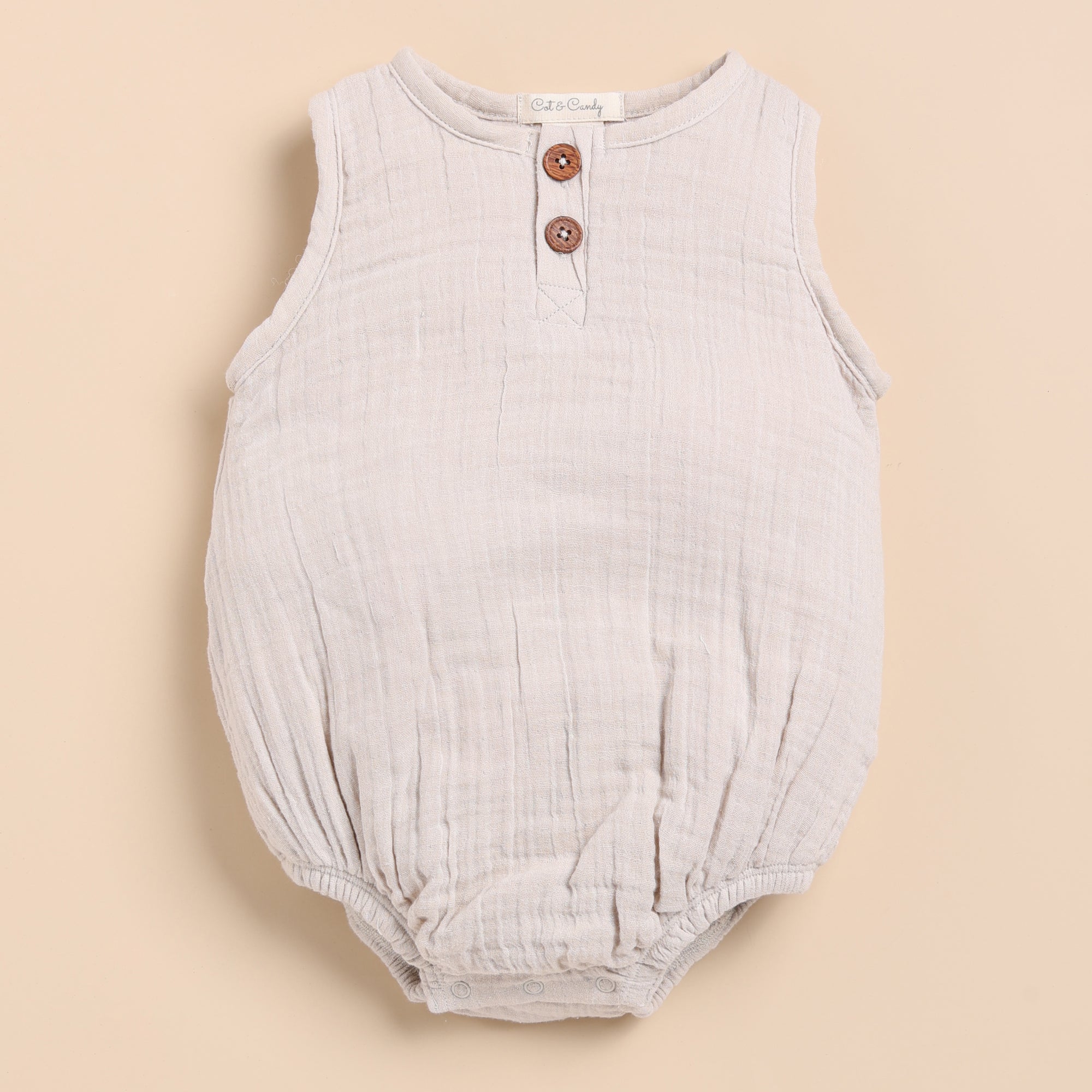 Organic Muslin Bubble Romper-Oatmeal