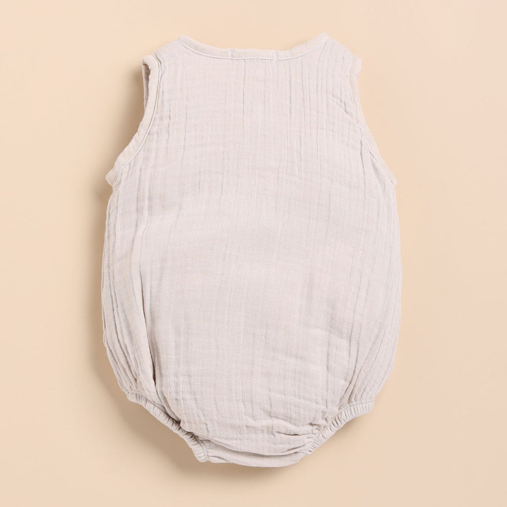 Organic Muslin Bubble Romper-Oatmeal