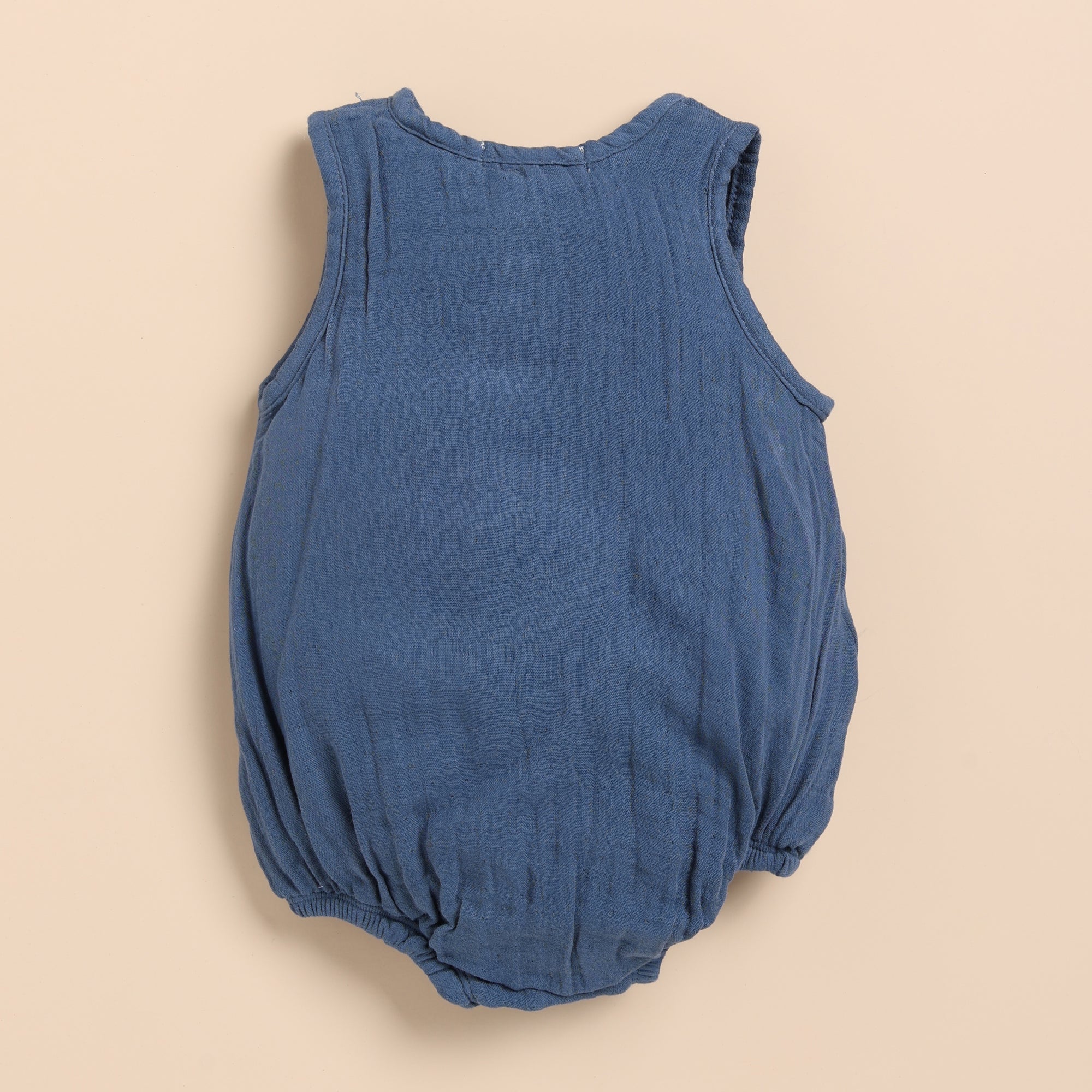 Organic Muslin Bubble Romper-Navy