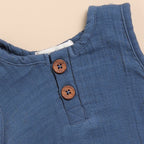 Organic Muslin Bubble Romper-Navy
