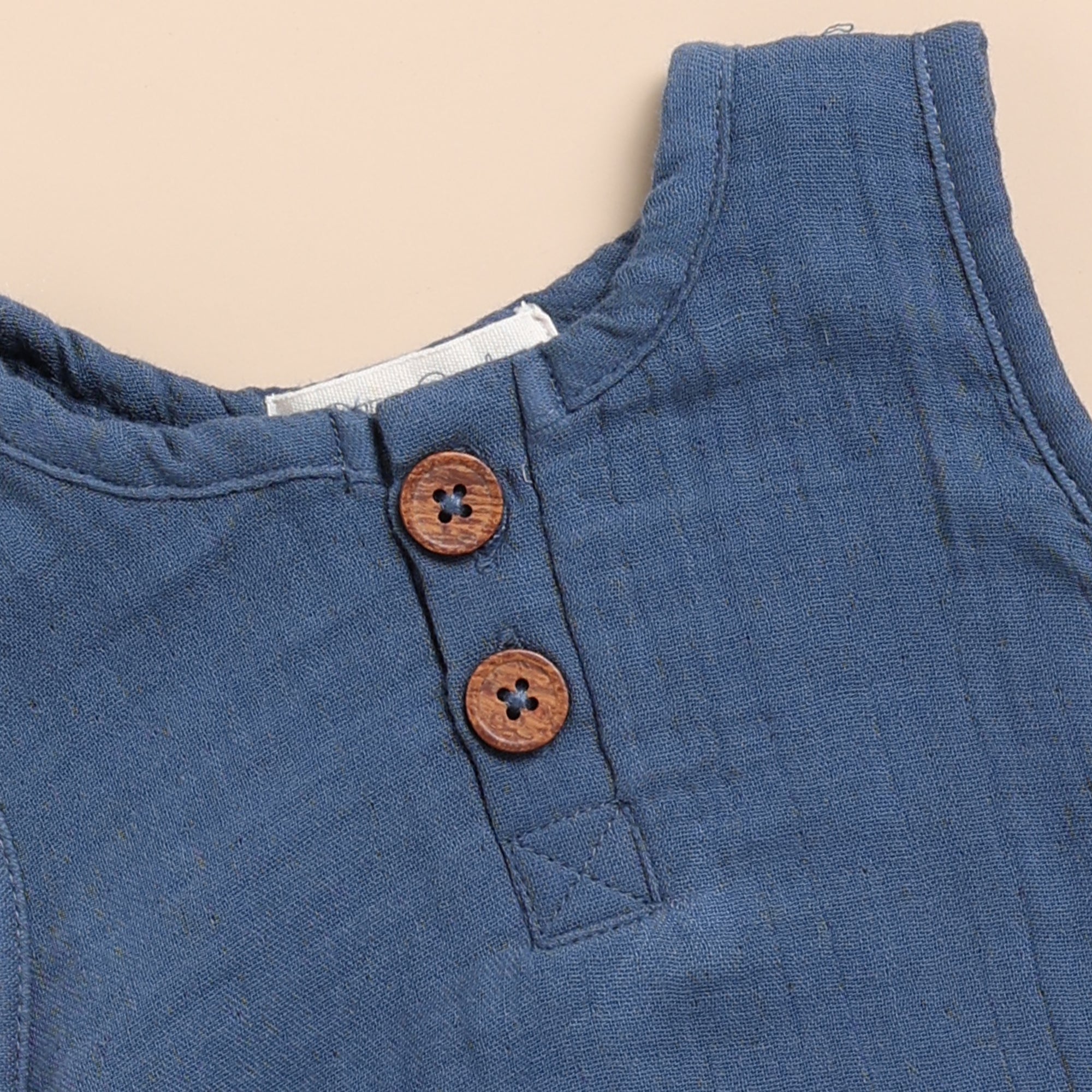 Organic Muslin Bubble Romper-Navy