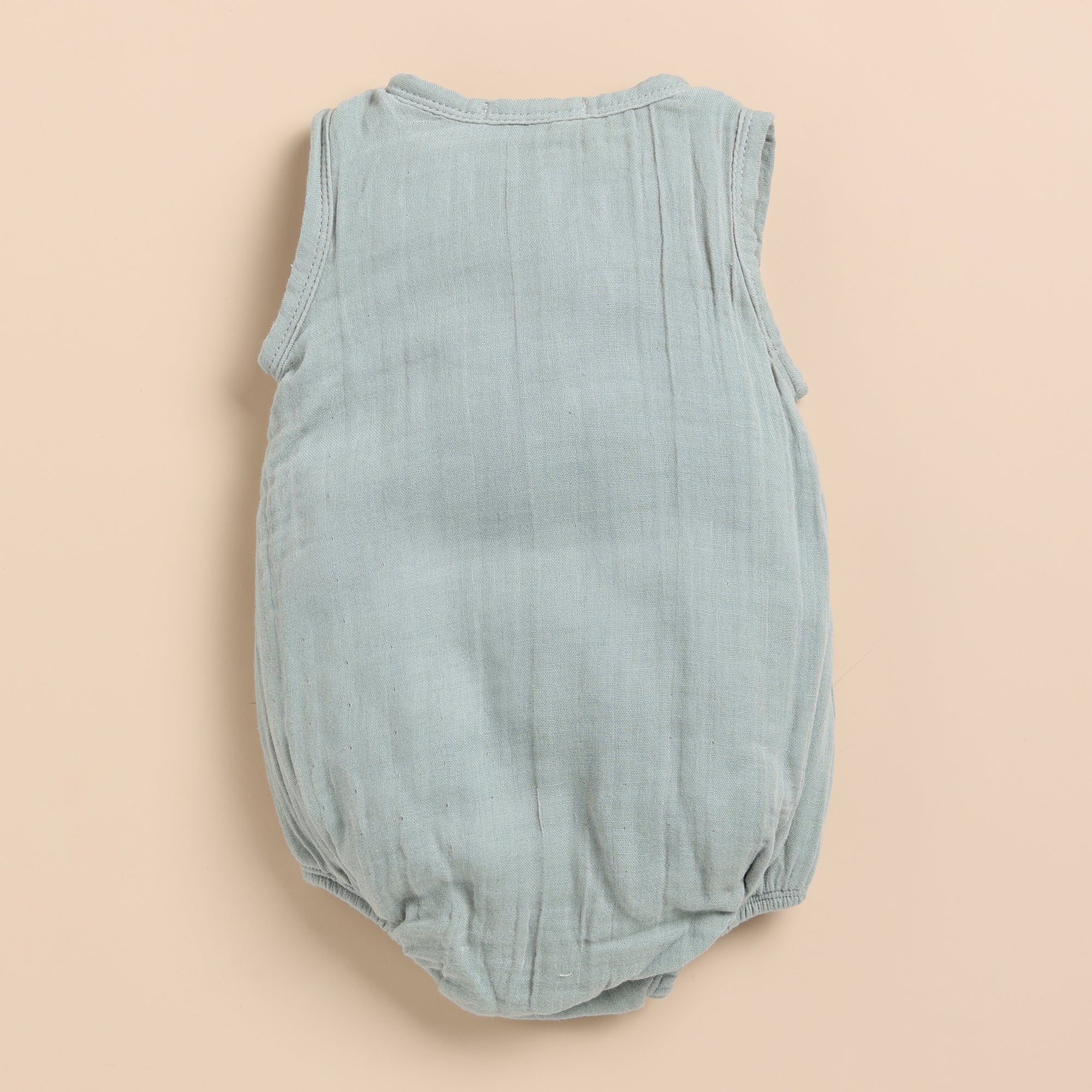 Organic Muslin Bubble Romper-Moss Green