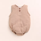 Organic Muslin Bubble Romper-Latte
