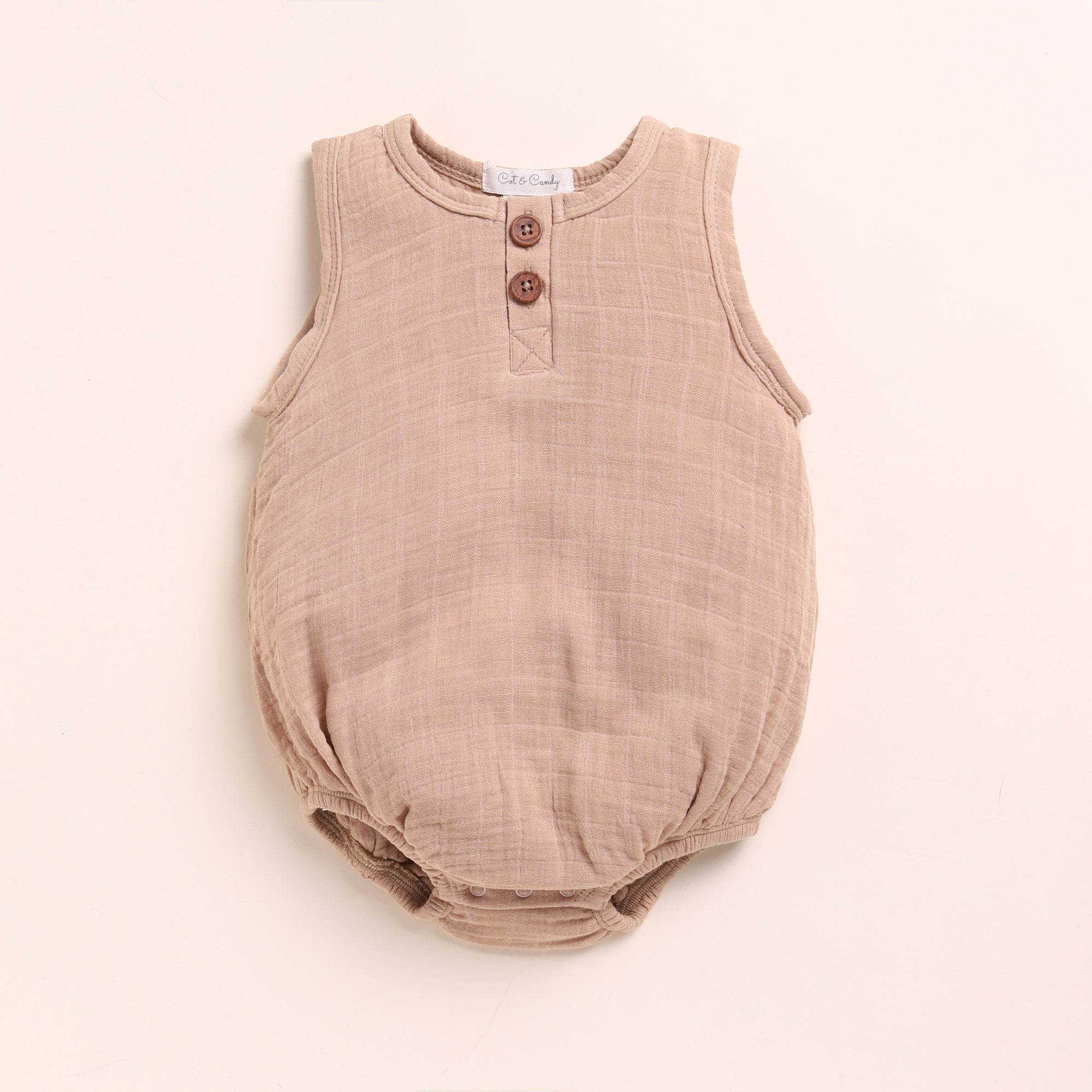 Organic Muslin Bubble Romper-Latte