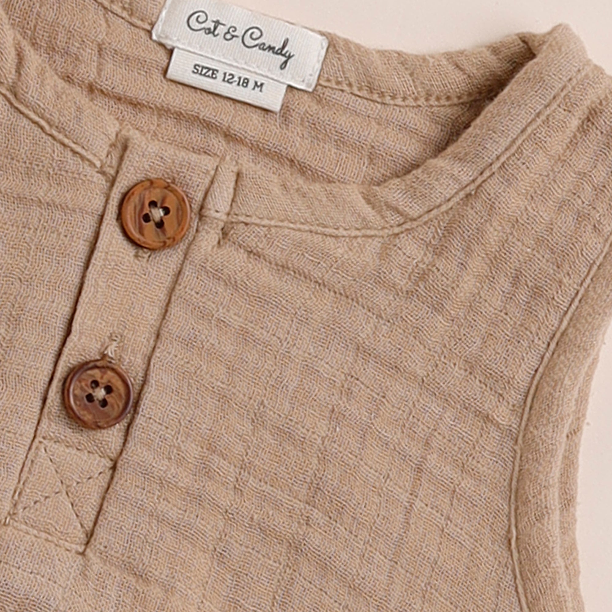 Organic Muslin Bubble Romper-Latte