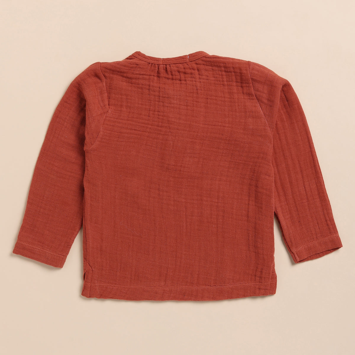 Organic Muslin Long Sleeve Henley T-Shirt-Picante