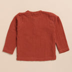Organic Muslin Long Sleeve Henley T-Shirt-Picante