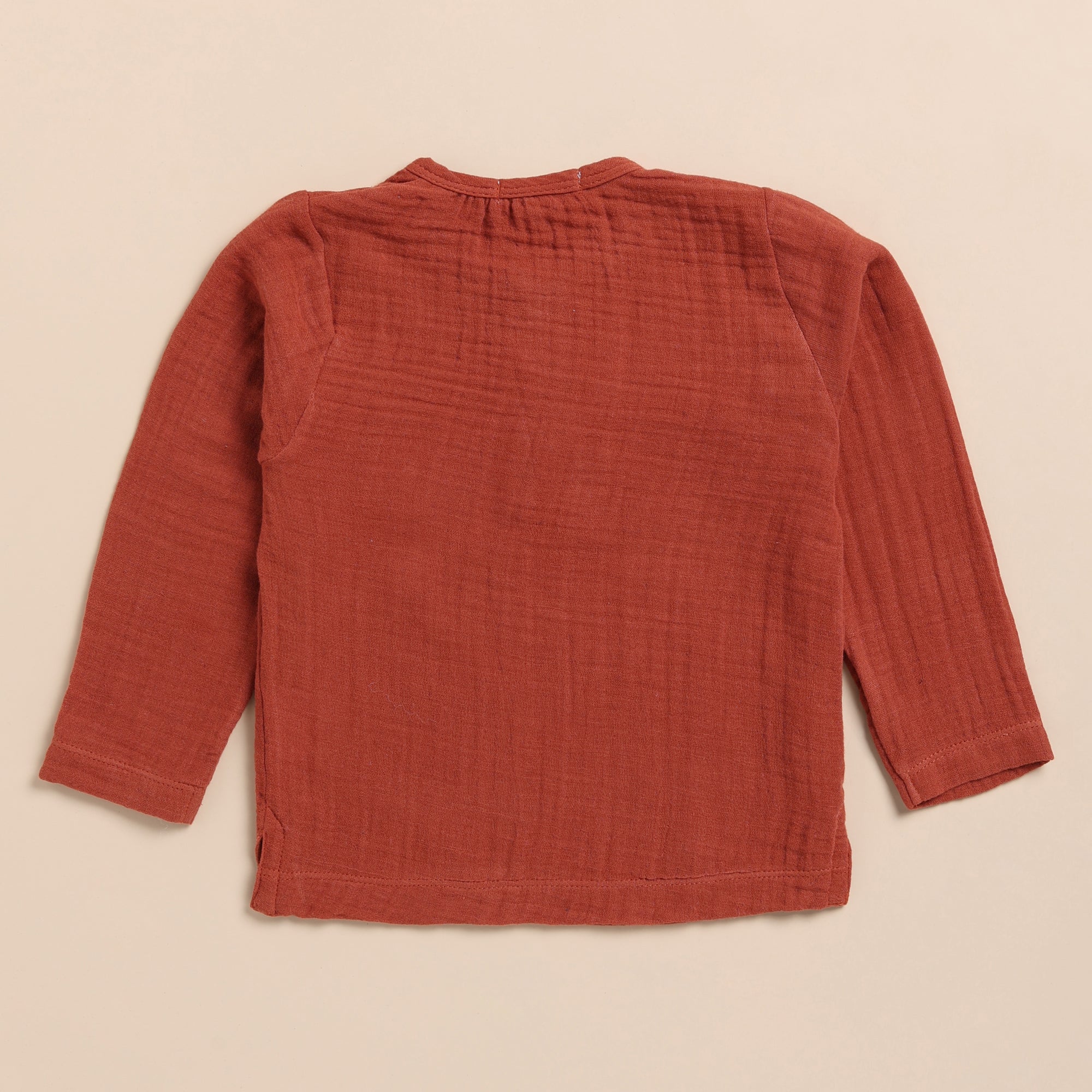 Organic Muslin Long Sleeve Henley T-Shirt-Picante