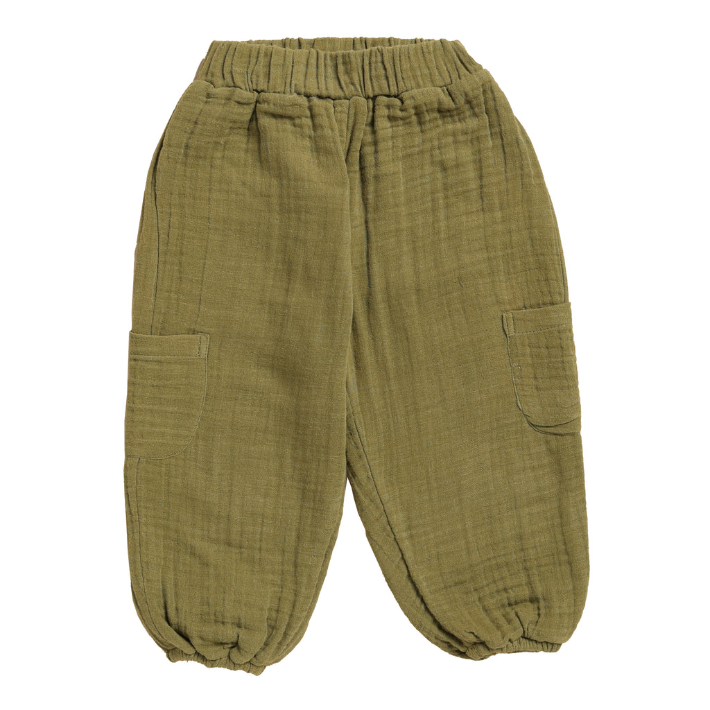 Organic Muslin Lounge Pants-Olive drab