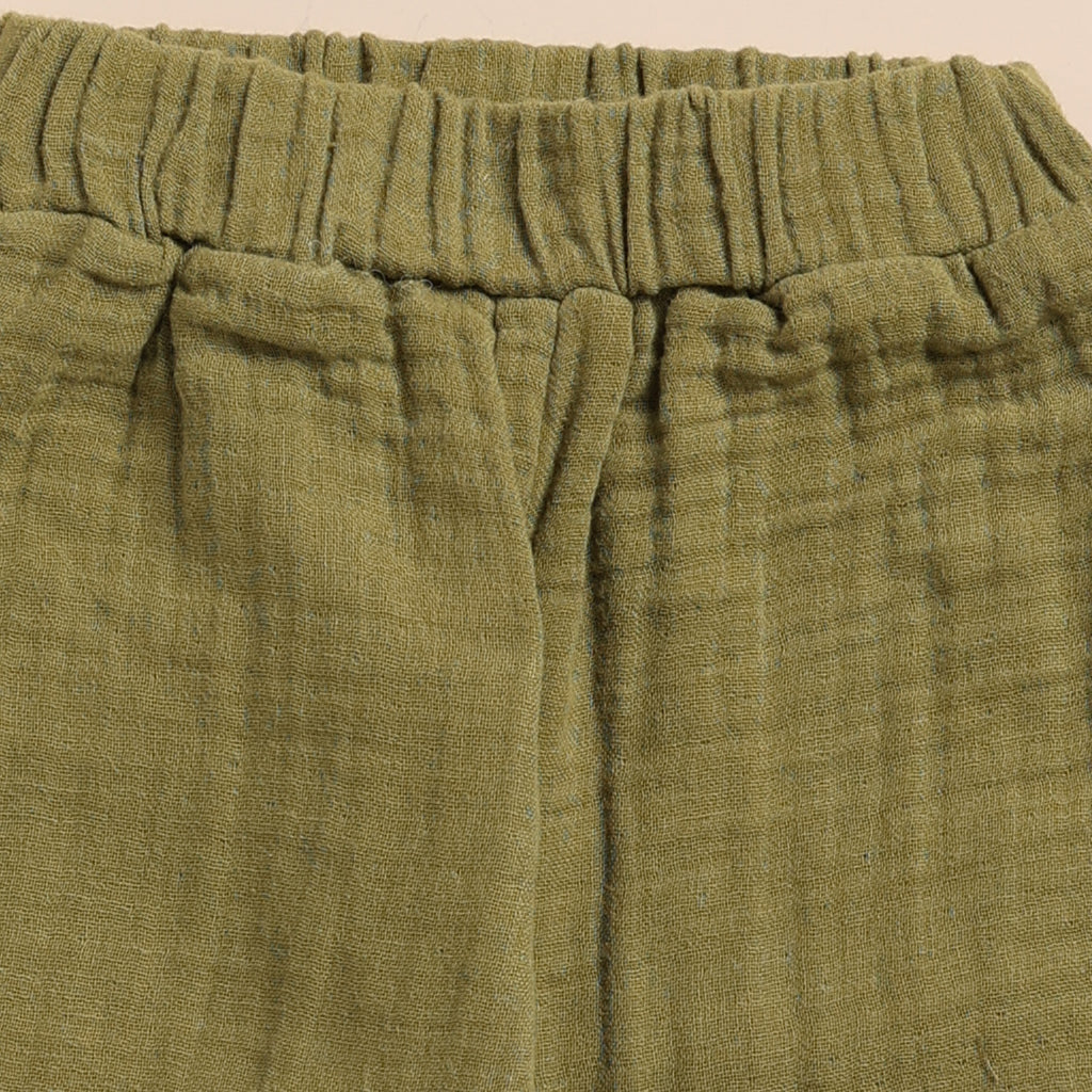 Organic Muslin Lounge Pants-Olive drab