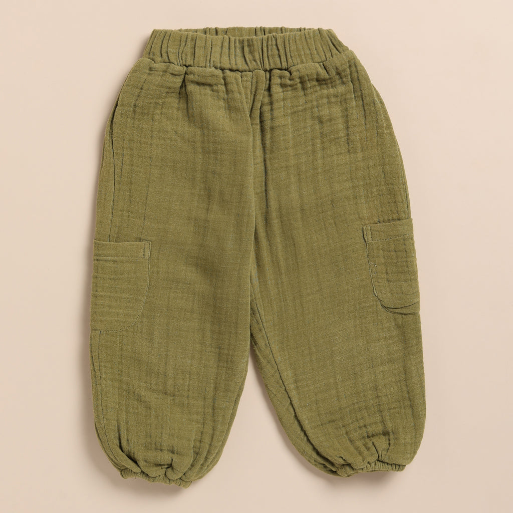 Organic Muslin Lounge Pants-Olive drab