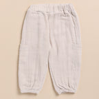 Organic Muslin Short Sleeve Henley Tshirt With Lounge Pant Set-Navy + Oatmeal