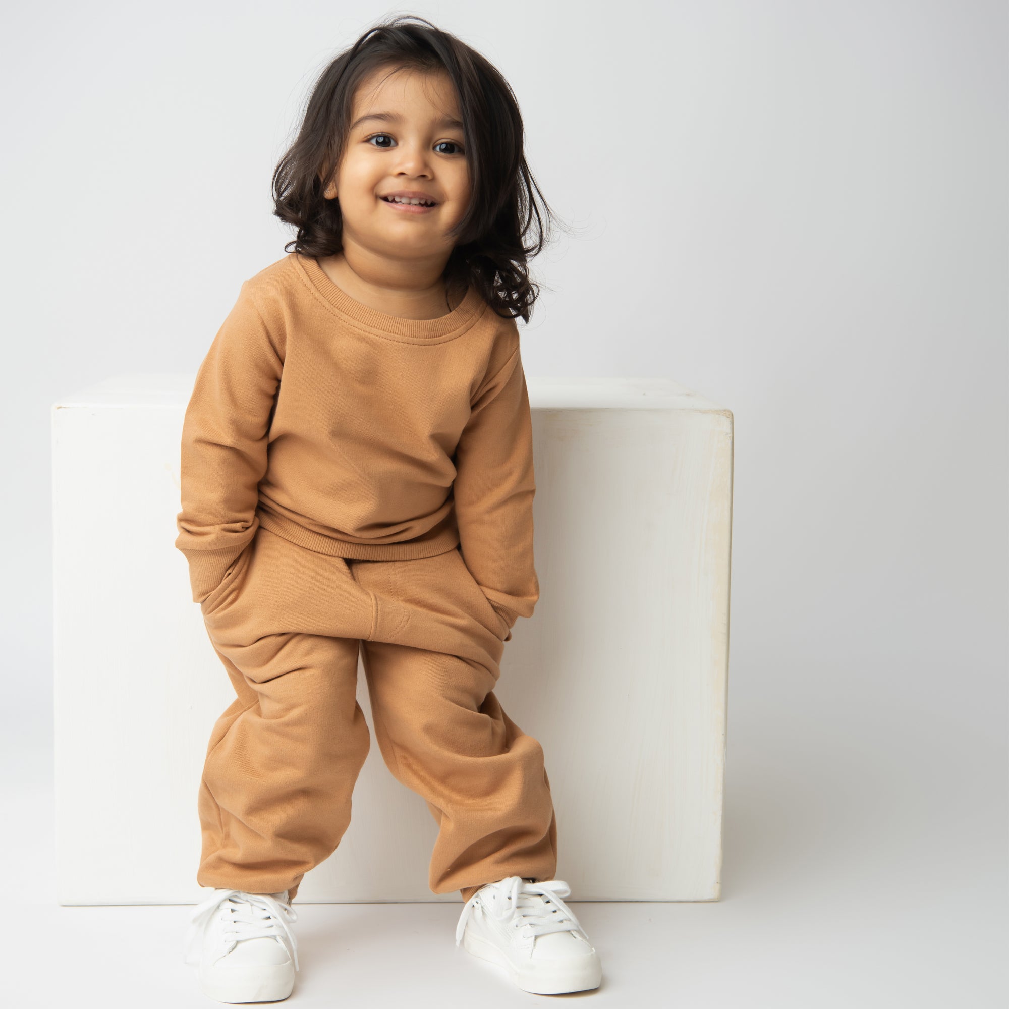 Organic Fleece Sweatshirt & Jogger Set-Biscuit