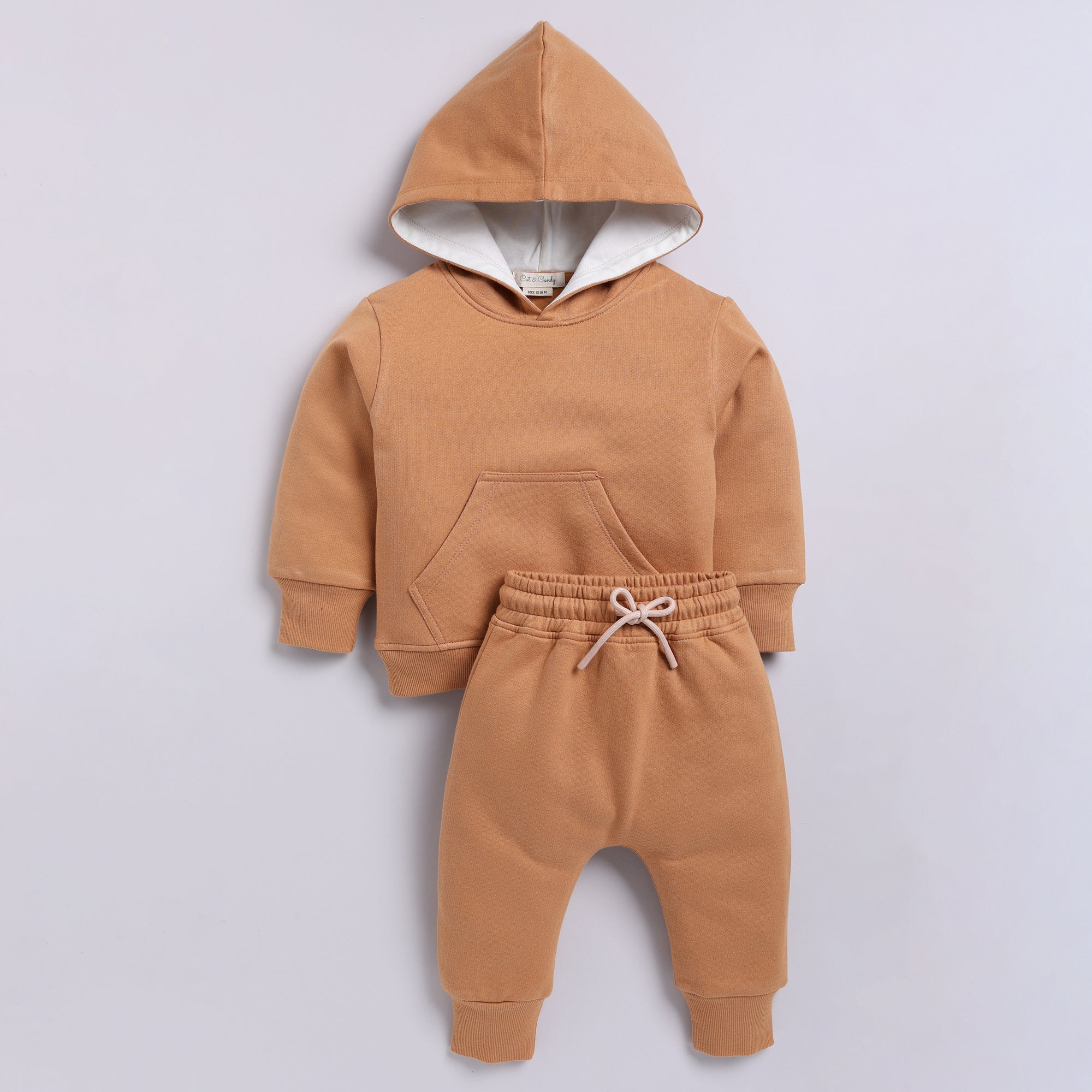 Organic Fleece Hoodie & Jogger Set-Biscuit
