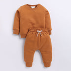 Organic Fleece Sweatshirt & Jogger Set-Pumpkin Spice