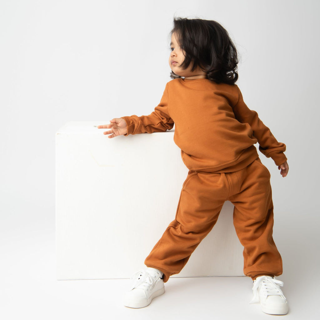 Organic Fleece Sweatshirt & Jogger Set-Pumpkin Spice
