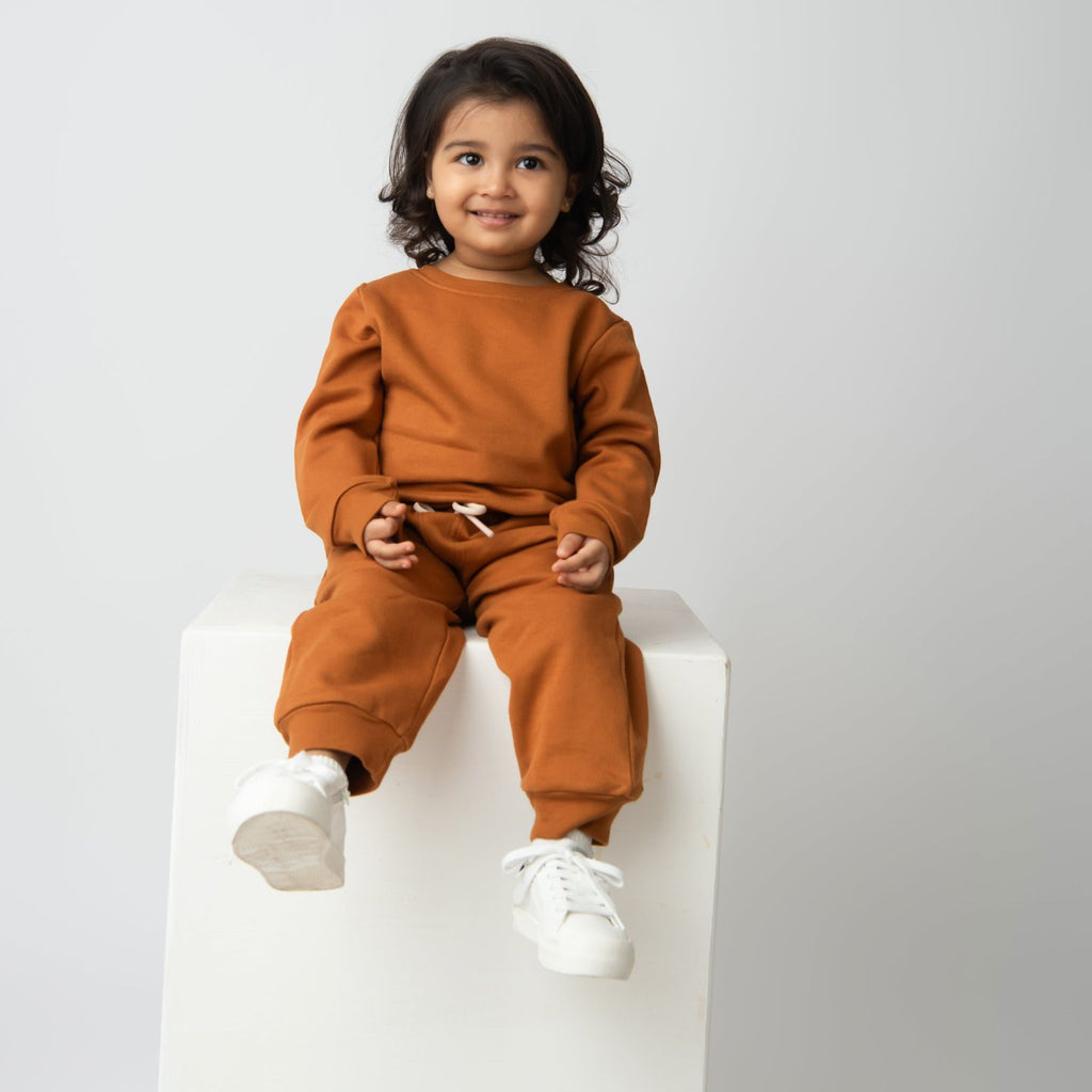 Organic Fleece Sweatshirt & Jogger Set-Pumpkin Spice