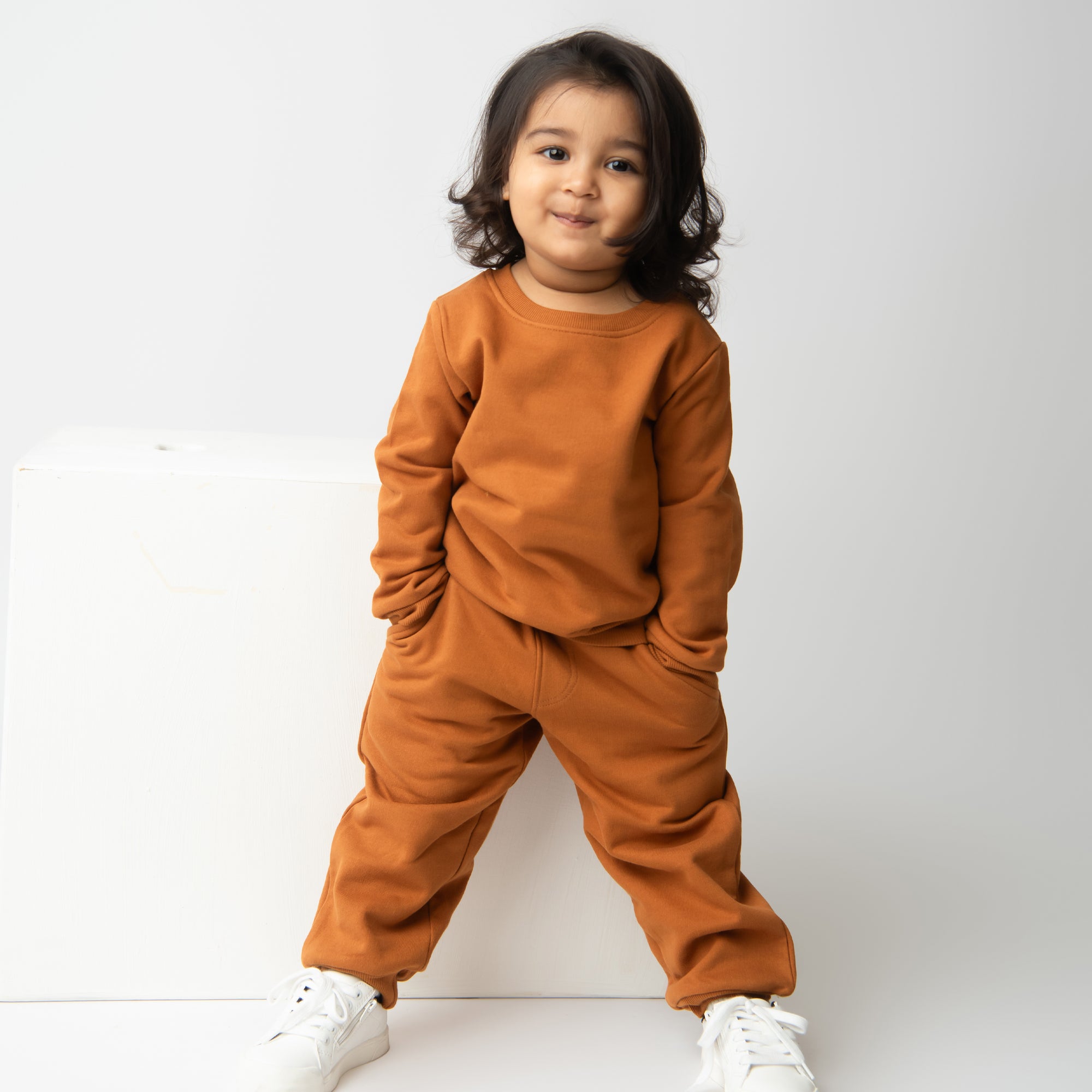 Organic Fleece Sweatshirt & Jogger Set-Pumpkin Spice