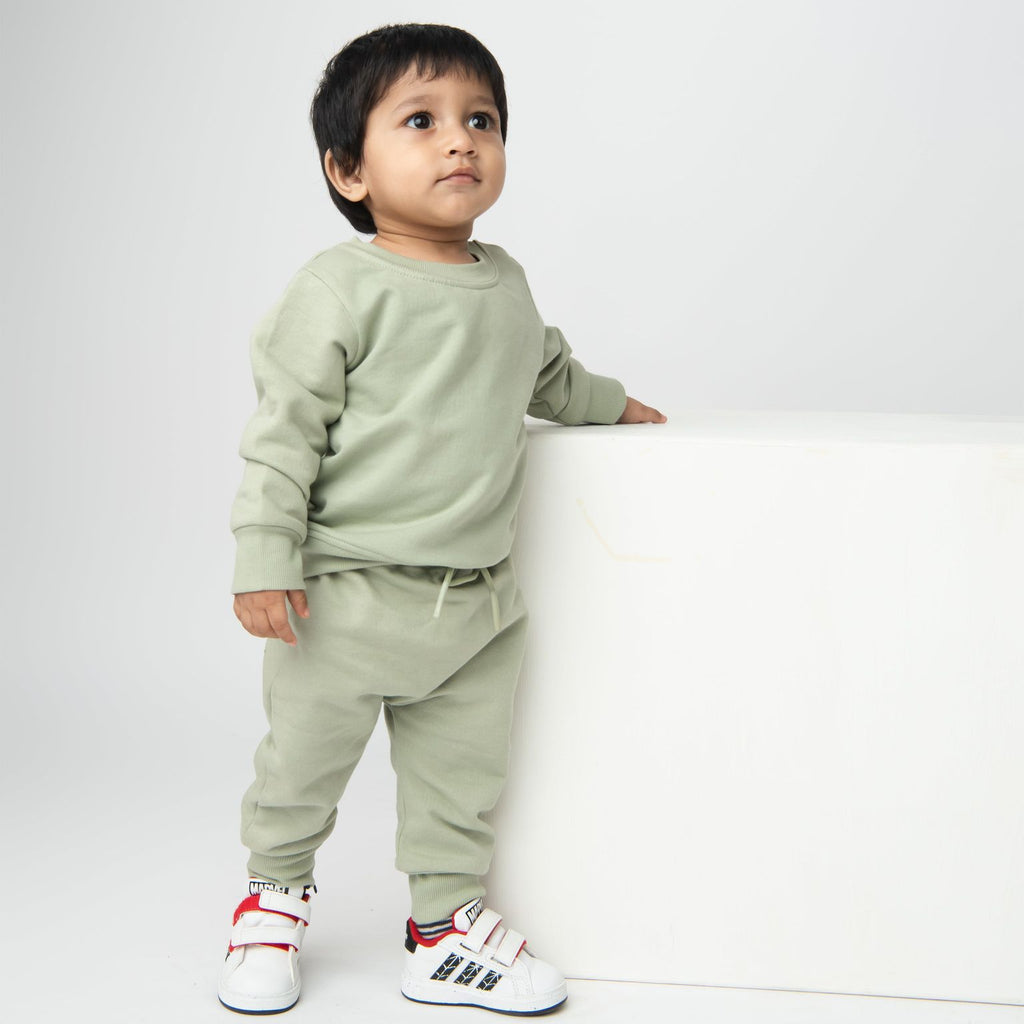 Organic Fleece Sweatshirt & Jogger Set-Tea