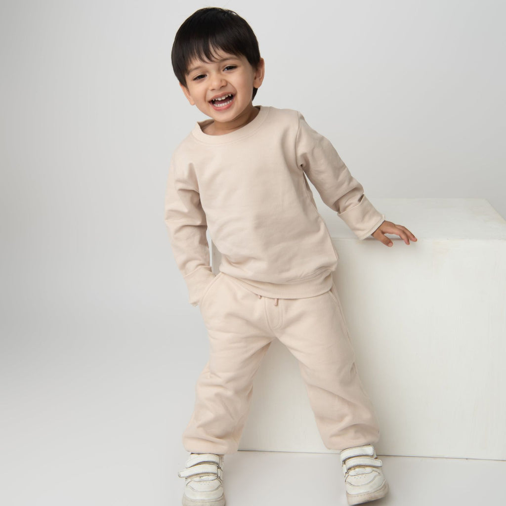 Organic Fleece Sweatshirt & Jogger Set-Almond