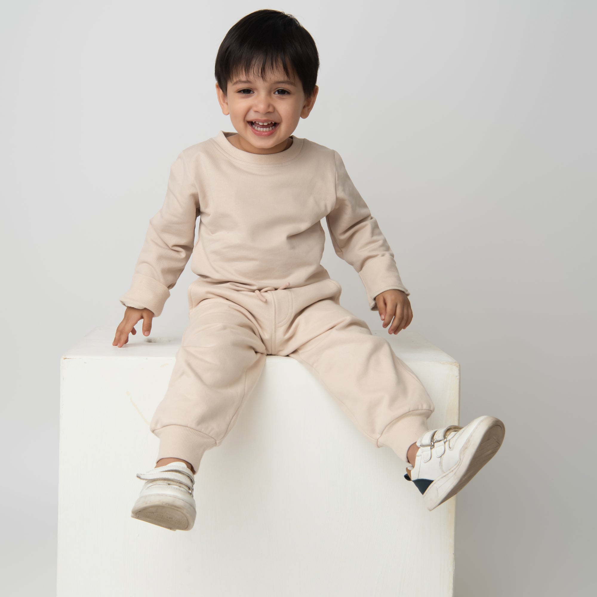 Organic Fleece Sweatshirt & Jogger Set-Almond