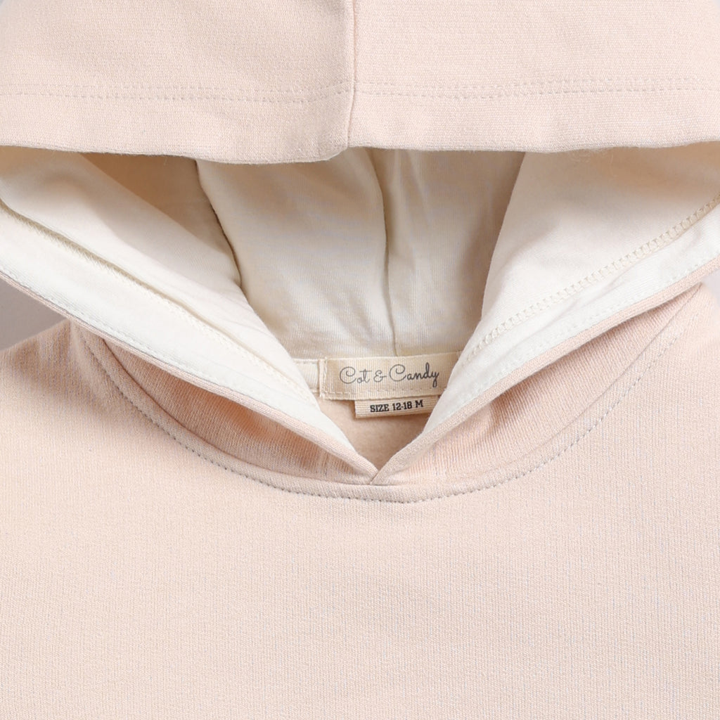 Organic Fleece Over Size Hoodie-Almond Peach