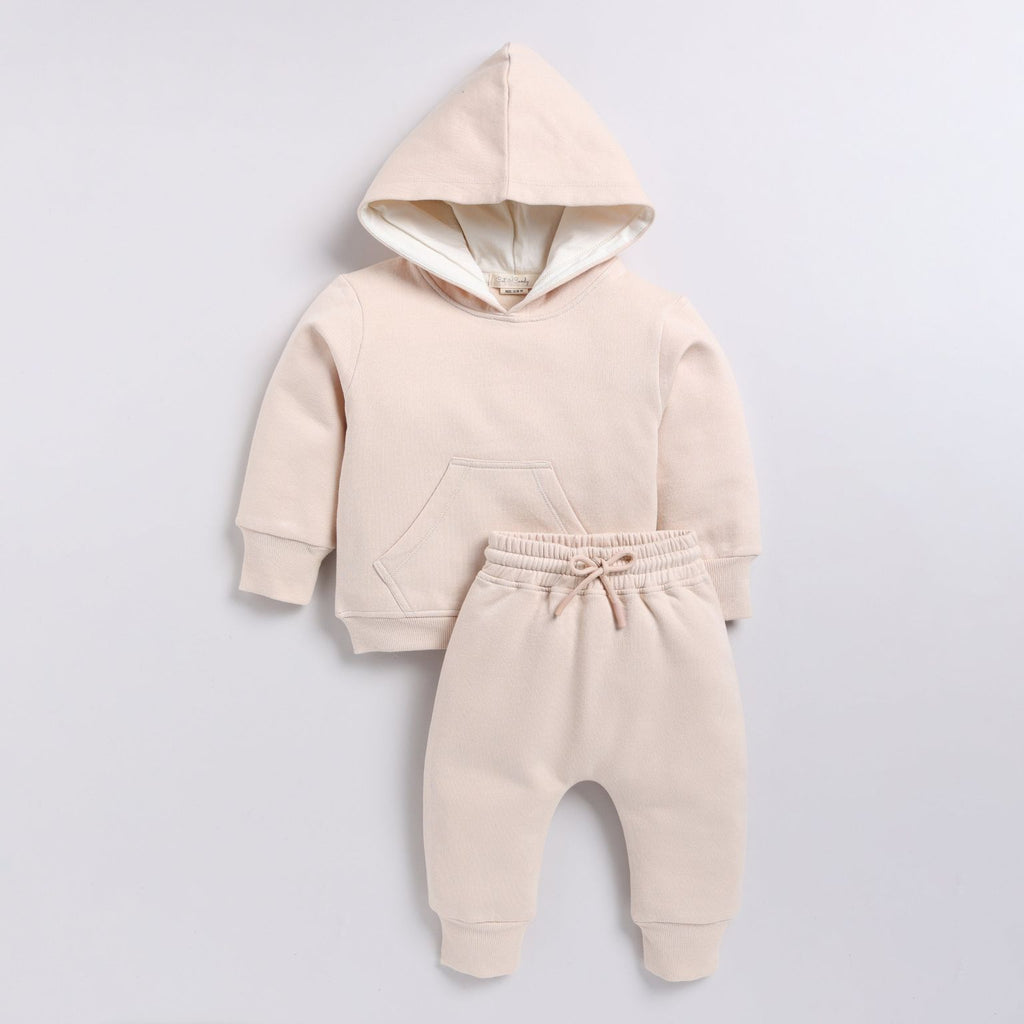 Organic Fleece Hoodie & Jogger Set-Almond