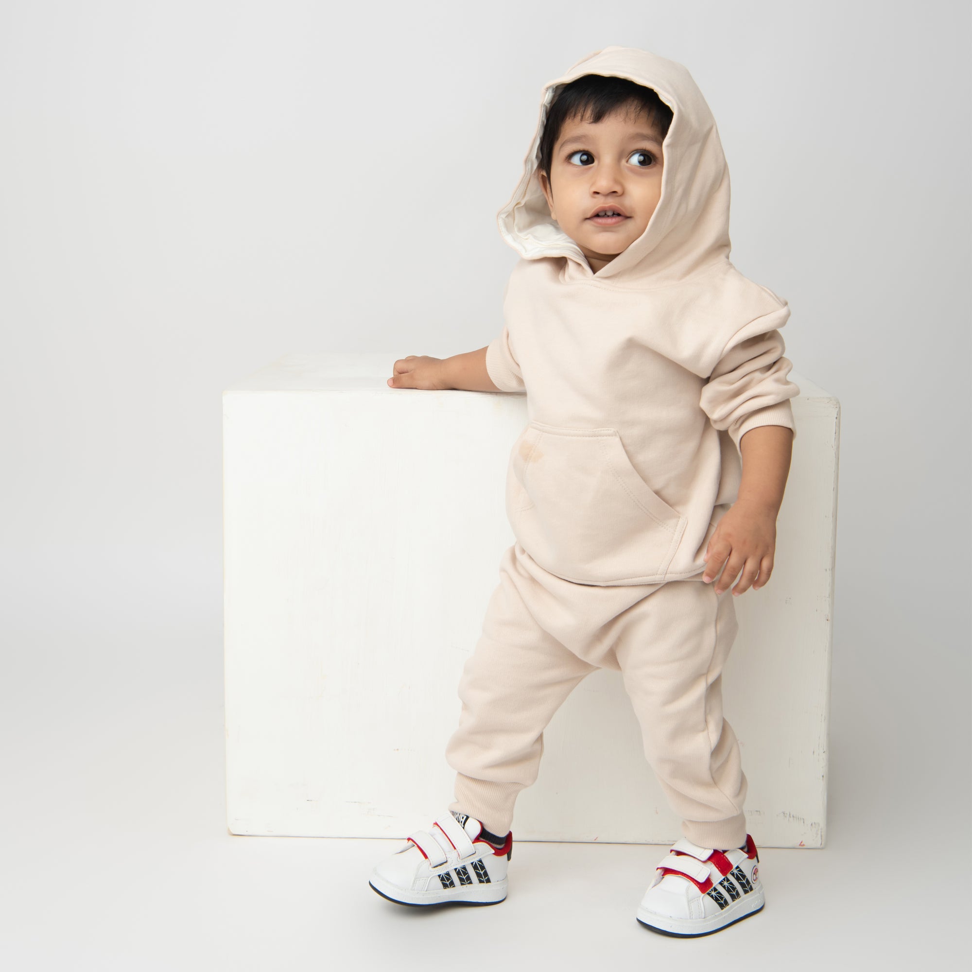 Organic Fleece Hoodie & Jogger Set-Almond