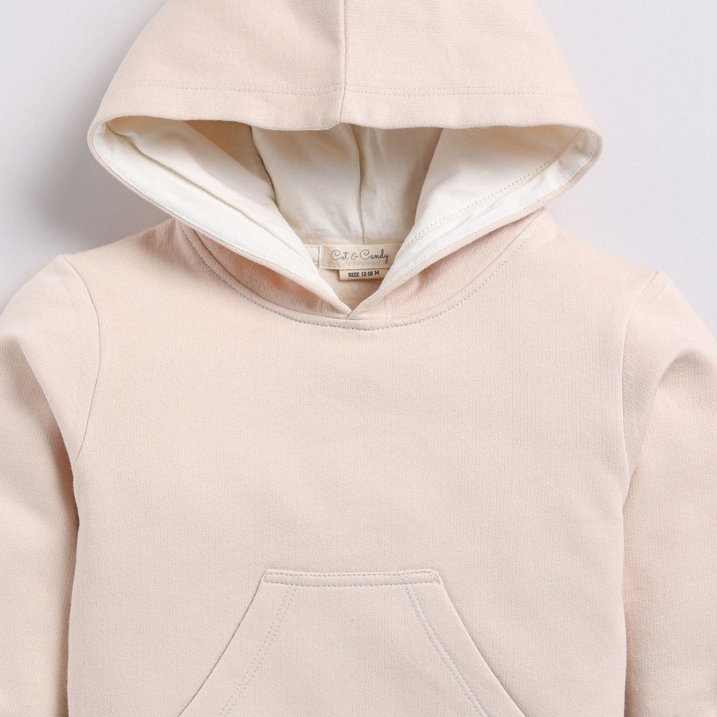 Organic Fleece Hoodie & Jogger Set-Almond