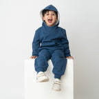 Organic Fleece Over Size Hoodie-Dark Blue