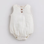 Organic Muslin Bubble Romper-Milk