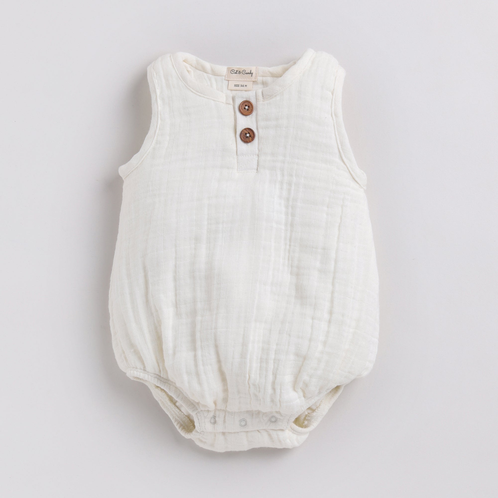 Organic Muslin Bubble Romper-Milk