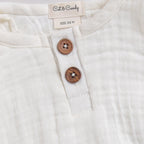 Organic Muslin Bubble Romper-Milk