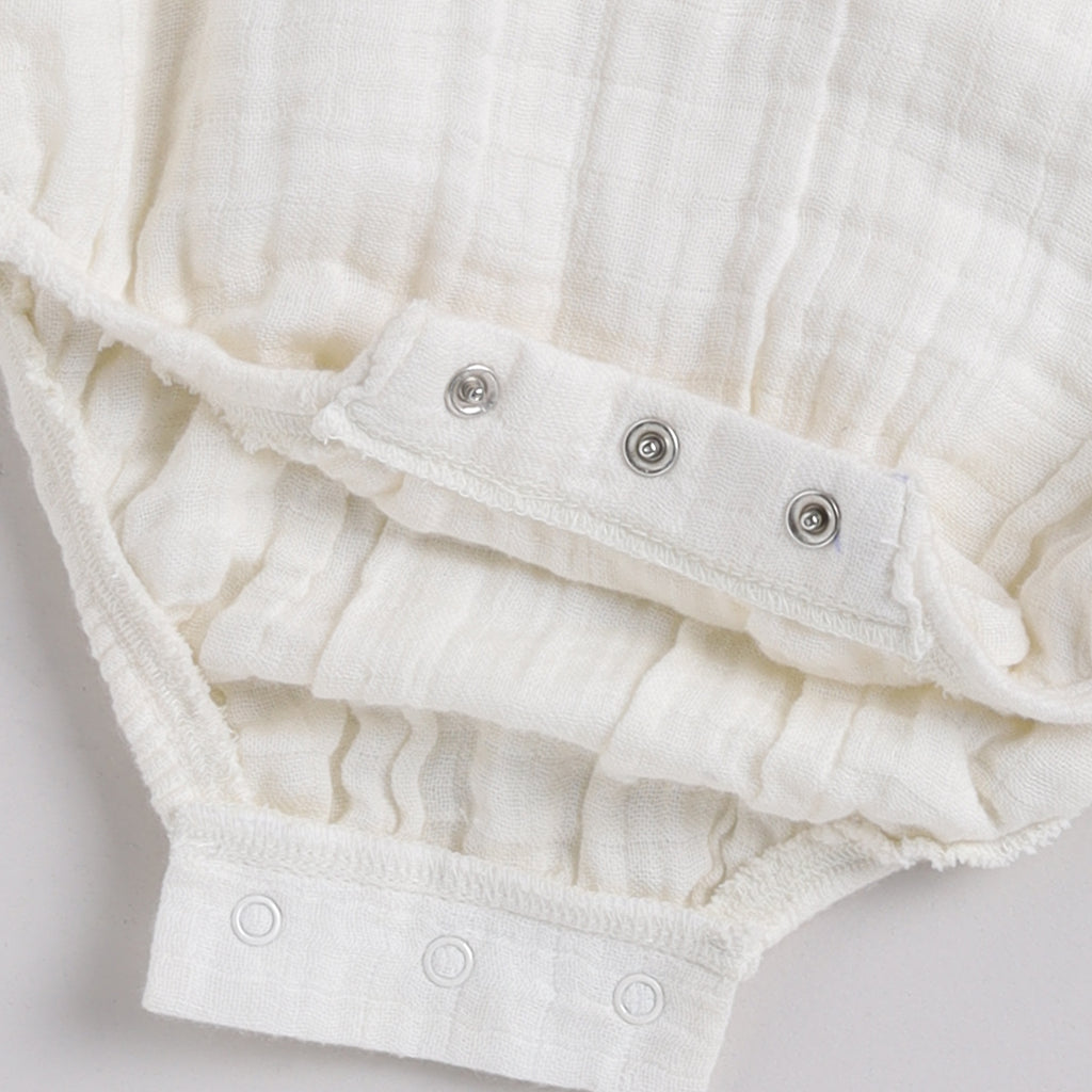Organic Muslin Bubble Romper-Milk