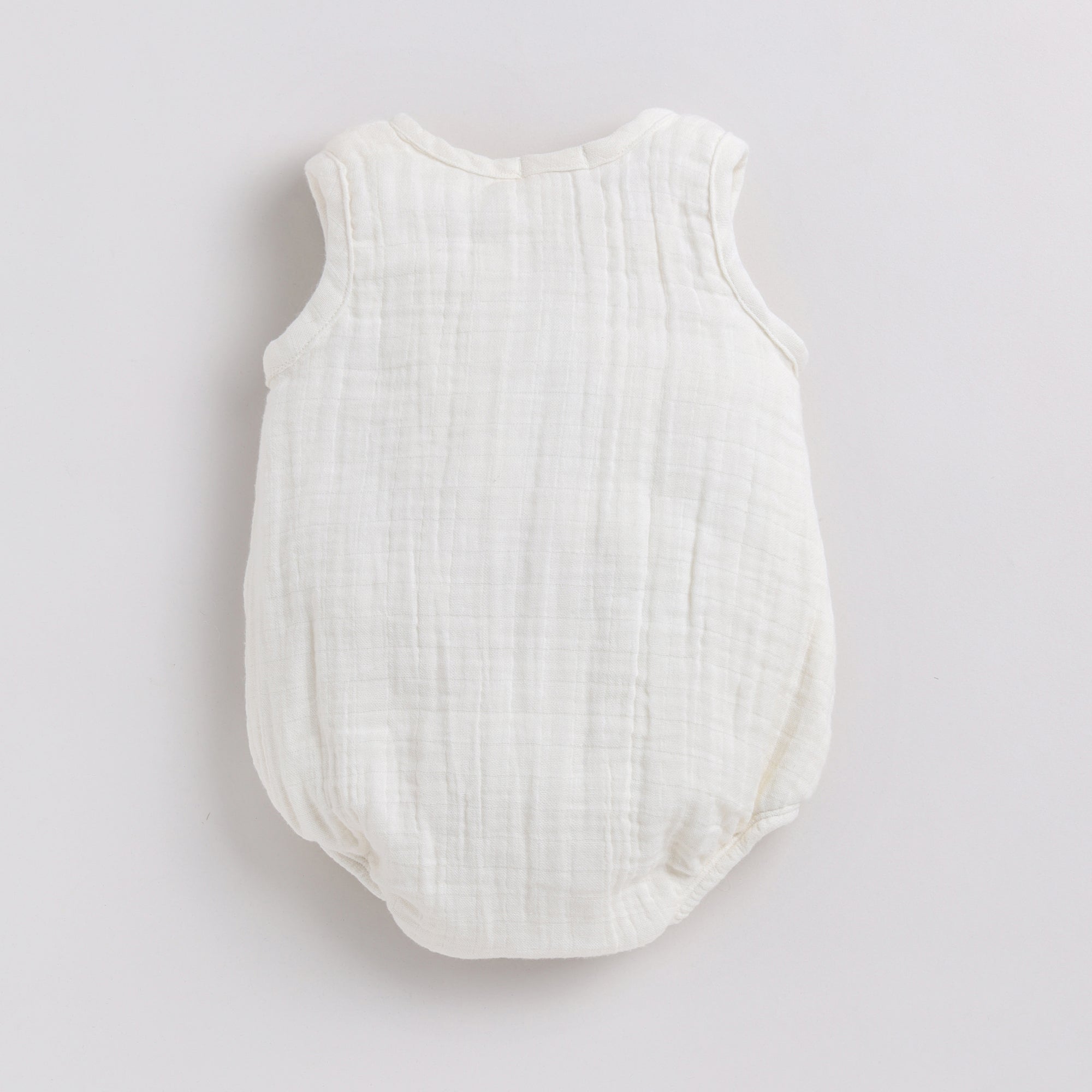 Organic Muslin Bubble Romper-Milk
