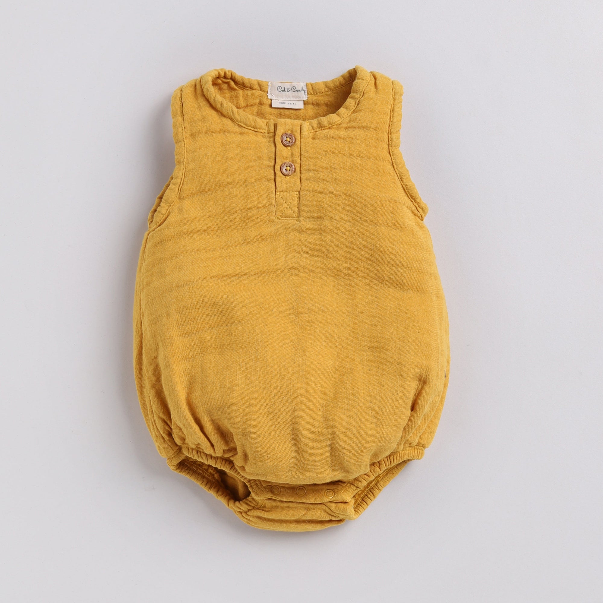 Organic Muslin Bubble Romper-Mustard