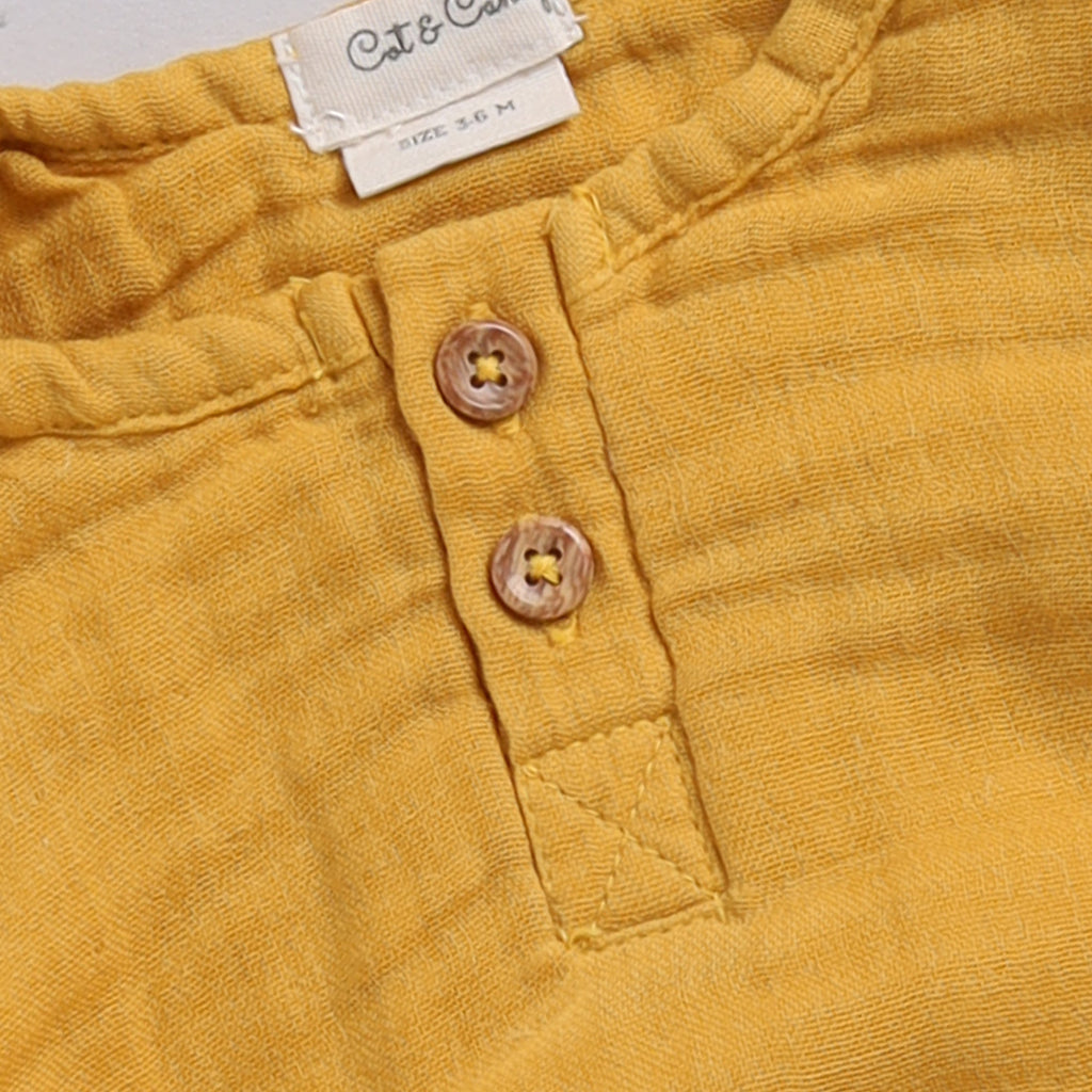 Organic Muslin Bubble Romper-Mustard