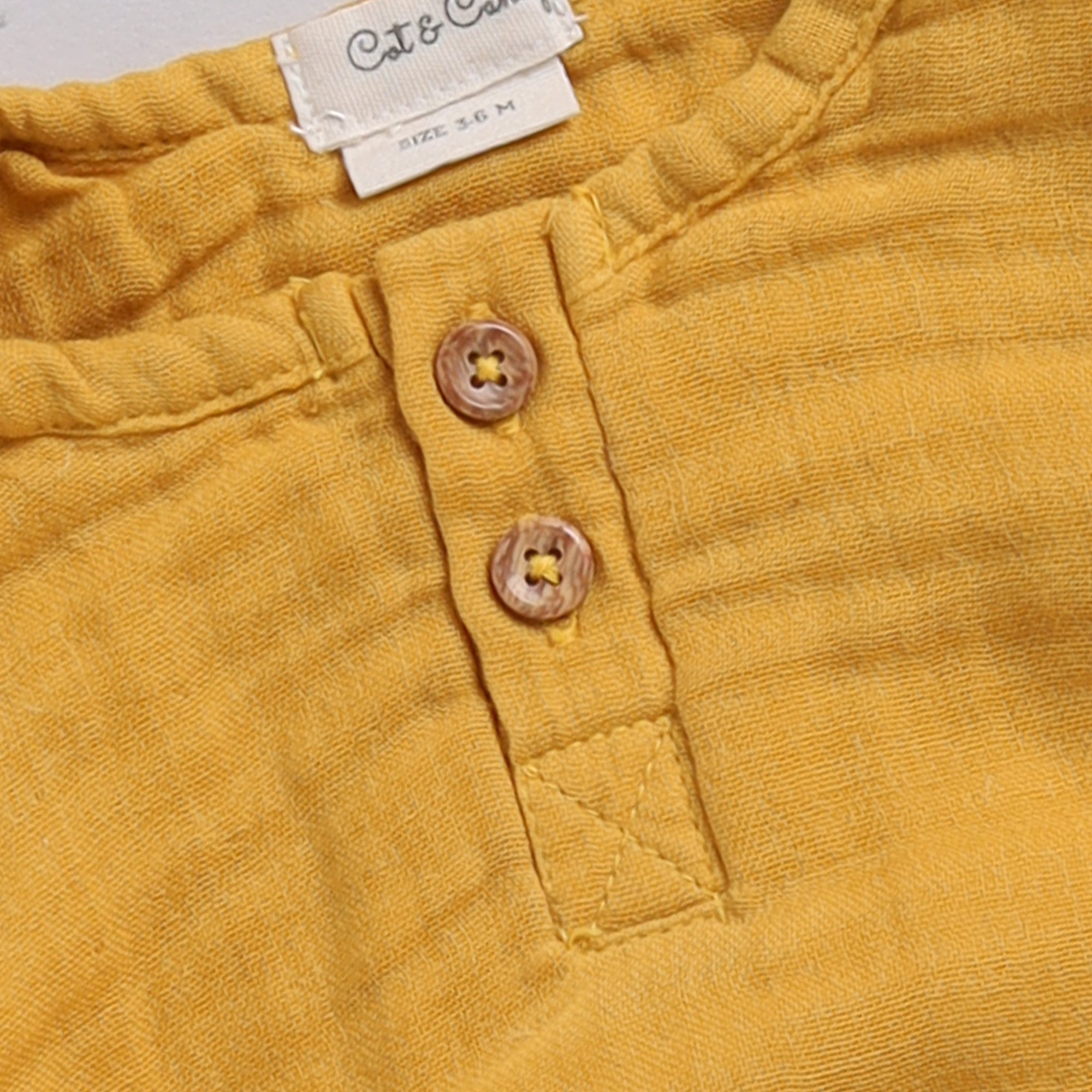 Organic Muslin Bubble Romper-Mustard