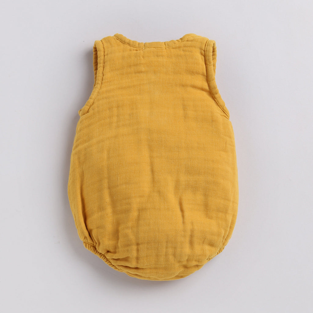 Organic Muslin Bubble Romper-Mustard
