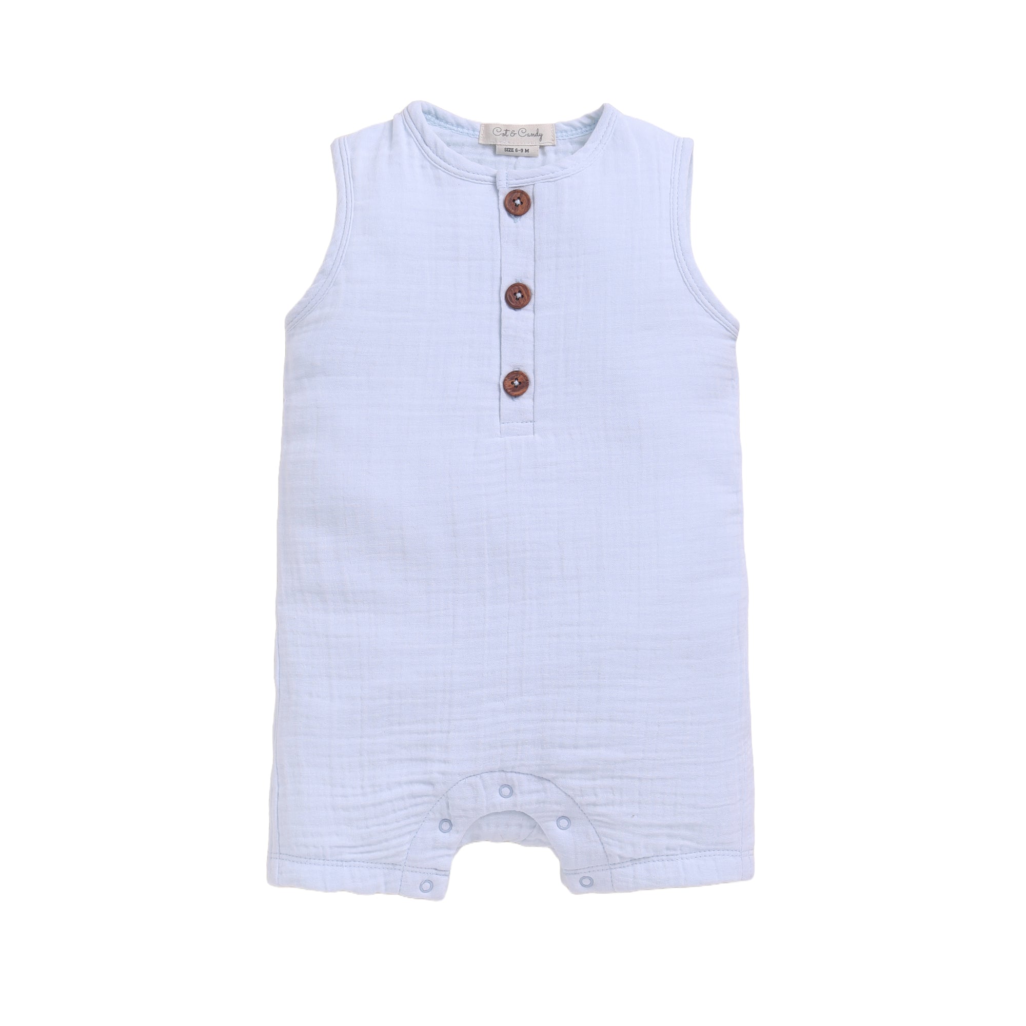 Organic Muslin Half Romper-Ice Melt
