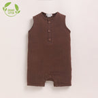 Organic Muslin Half Romper-Cocoa Whisper