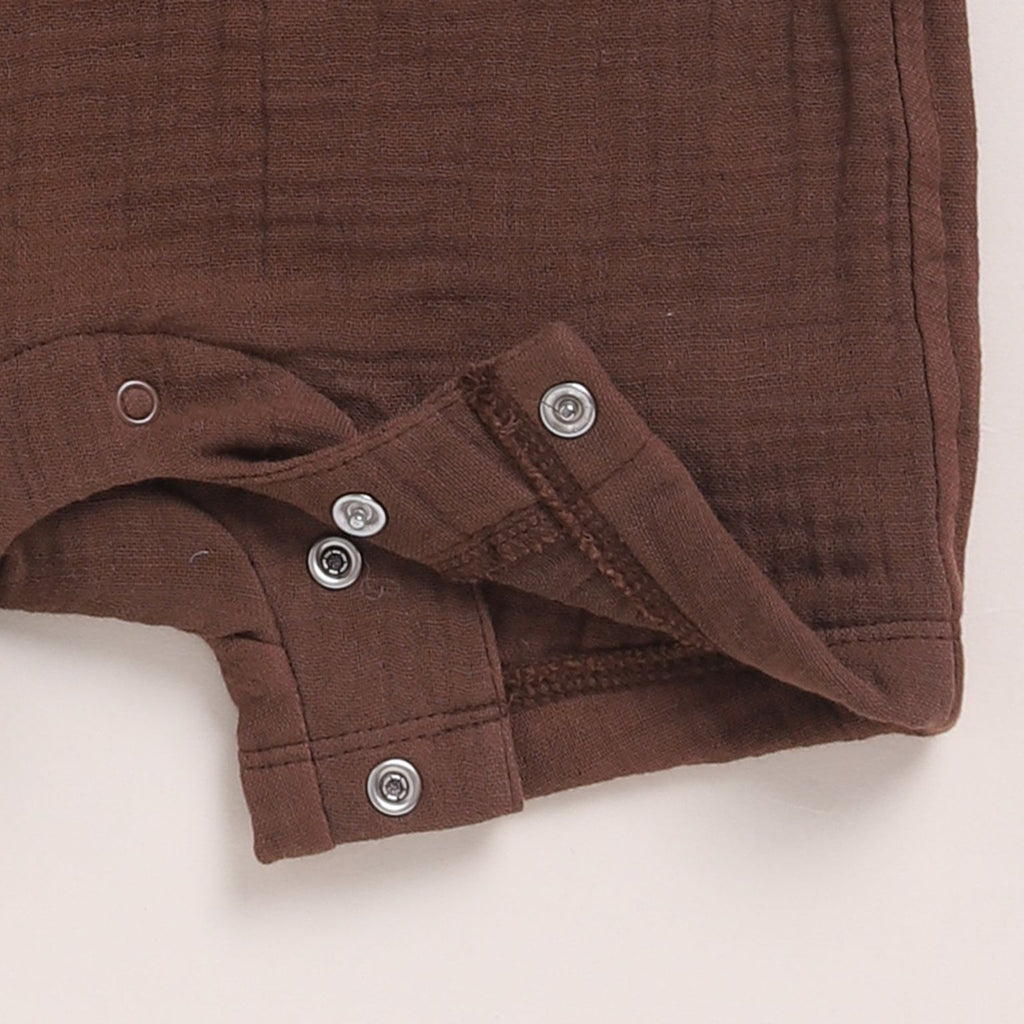 Organic Muslin Half Romper-Cocoa Whisper