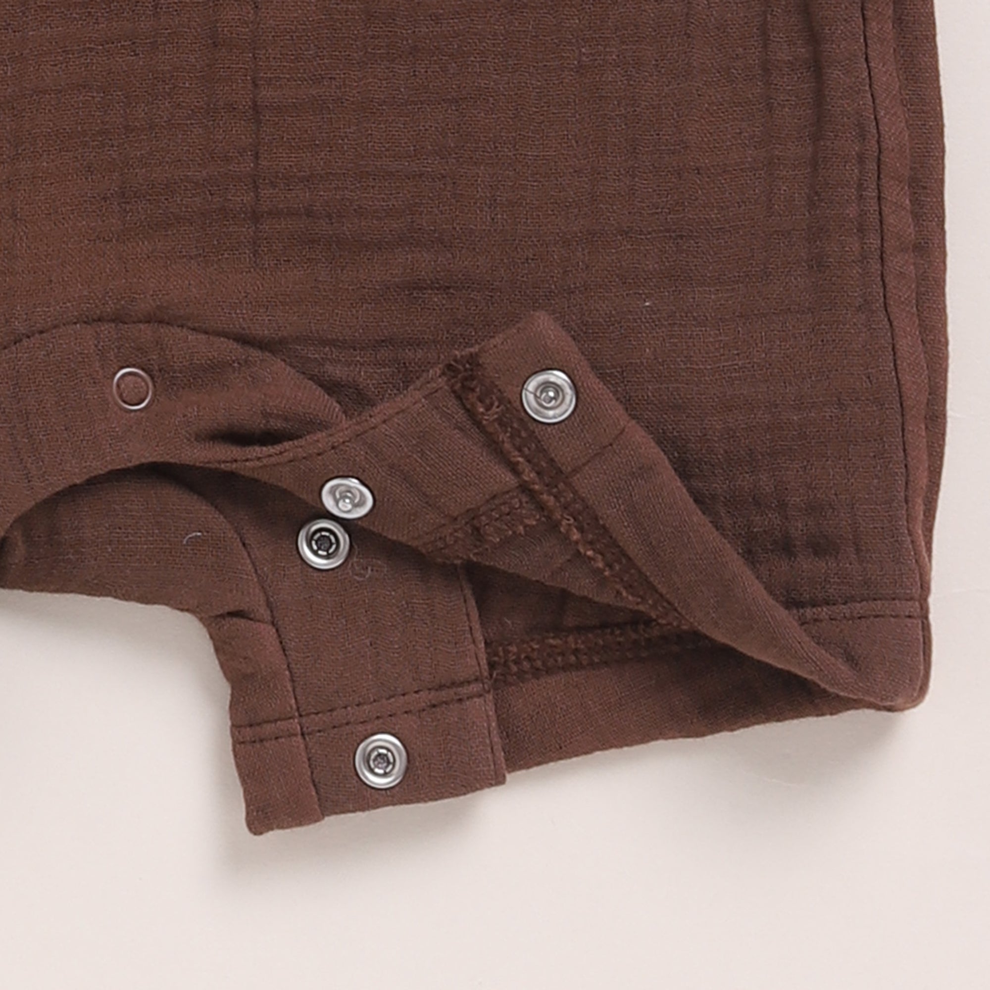 Organic Muslin Half Romper-Cocoa Whisper