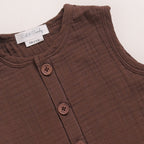 Organic Muslin Half Romper-Cocoa Whisper