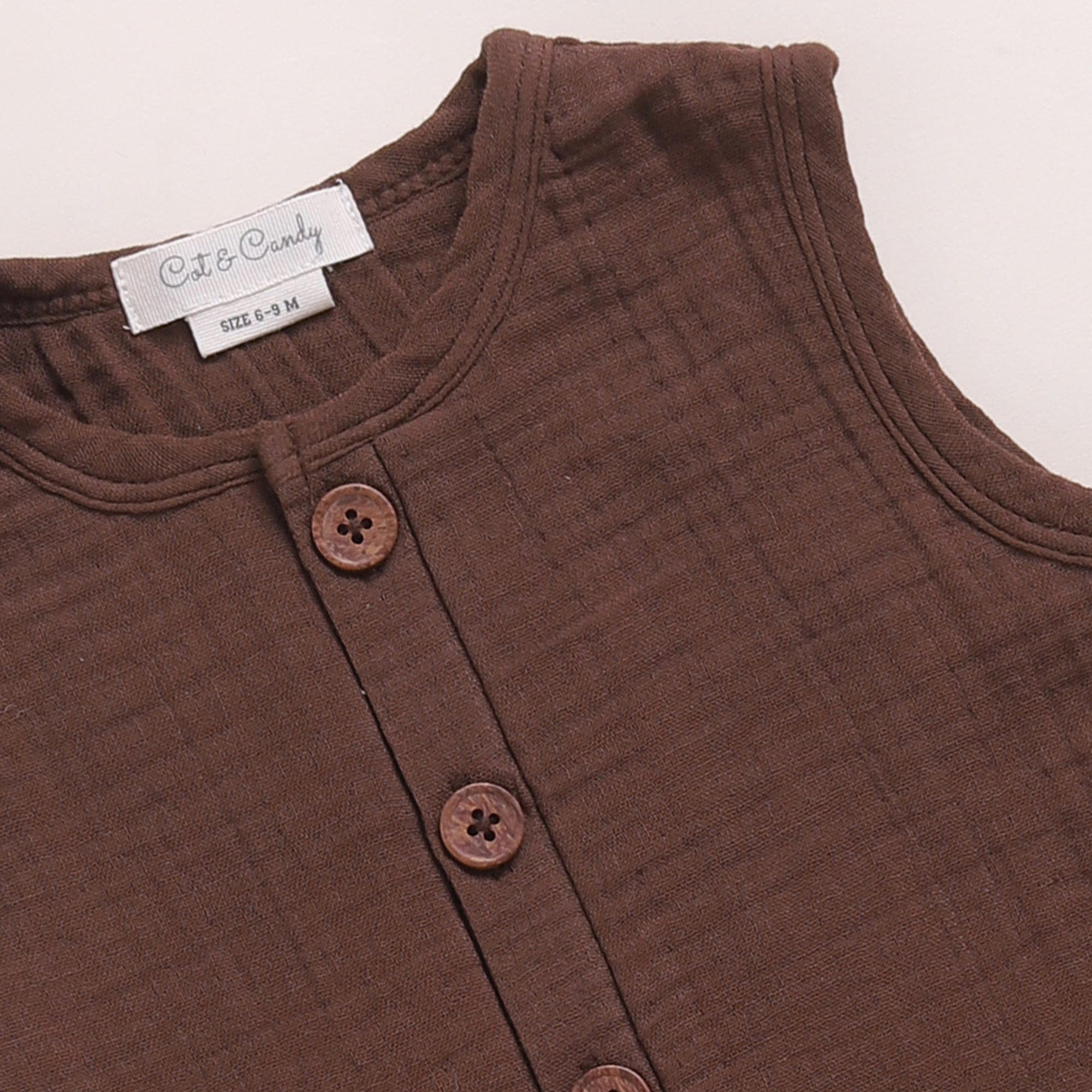 Organic Muslin Half Romper-Cocoa Whisper