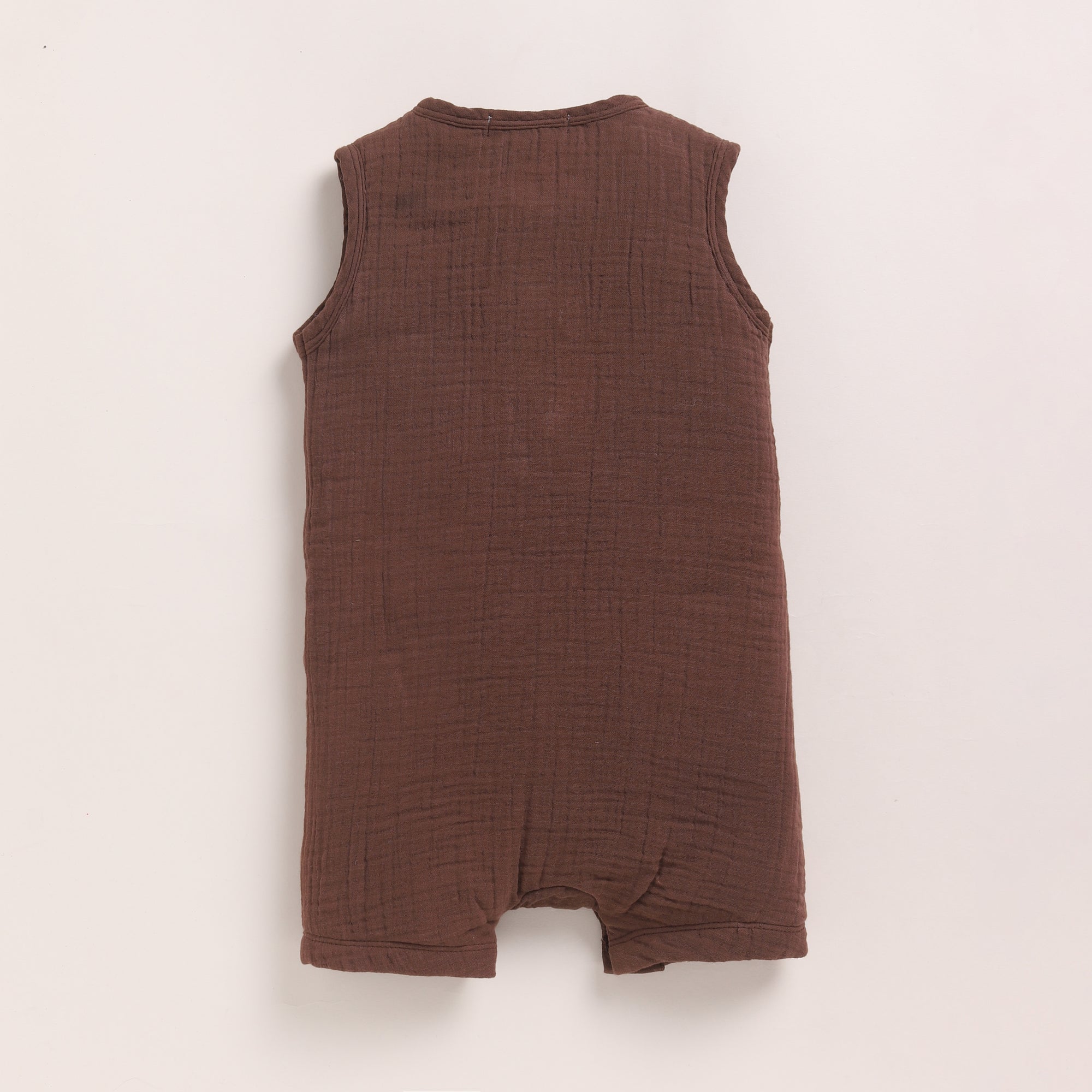 Organic Muslin Half Romper-Cocoa Whisper